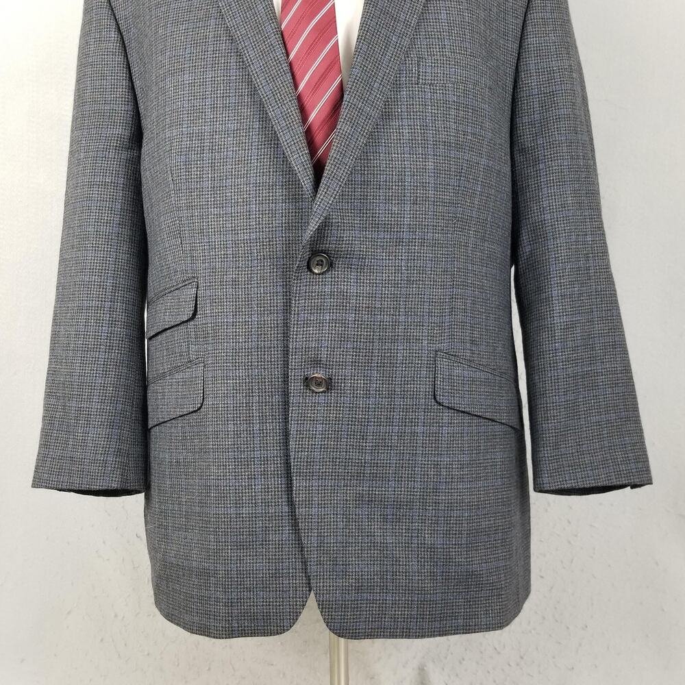 Lauren Ralph Lauren Blazer Mens 46R Gray Glen Check Wool 2 Button Ticket Pocket - Picture 3 of 15